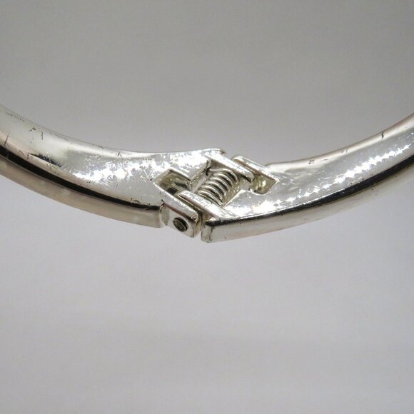 Foldover Bracelet Silver Tone Rhinestone Knot Bangle Hinged Closure - Picture 13 of 13